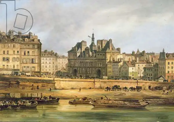 Canella, Giuseppe: Hotel de Ville and embankment, Paris