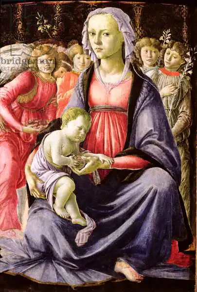 Botticelli, Sandro: Die Jungfrau und das Kind umgeben von fünf Engeln