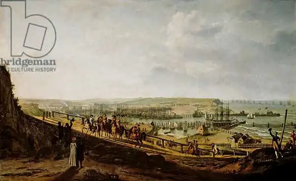 Hue, Jean-Francois: Napoleon I (1769-1821) Visiting the Camp at Boulogne in July 1804