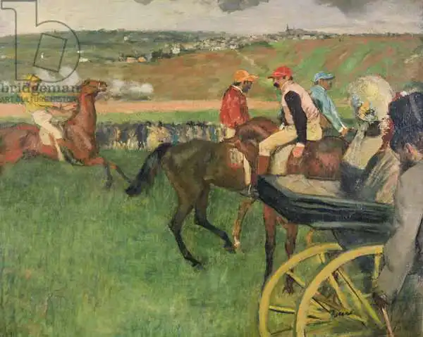 Degas, Edgar: Le parcours de course - jockeys amateurs près d