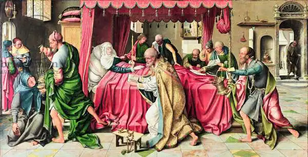 Cleve, Joos van: Triptych with the Death of the Virgin