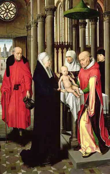 Memling, Hans: Adoration of the Magi: Right wing of triptych, depicting the Presentation in the Temple, c.1470-72