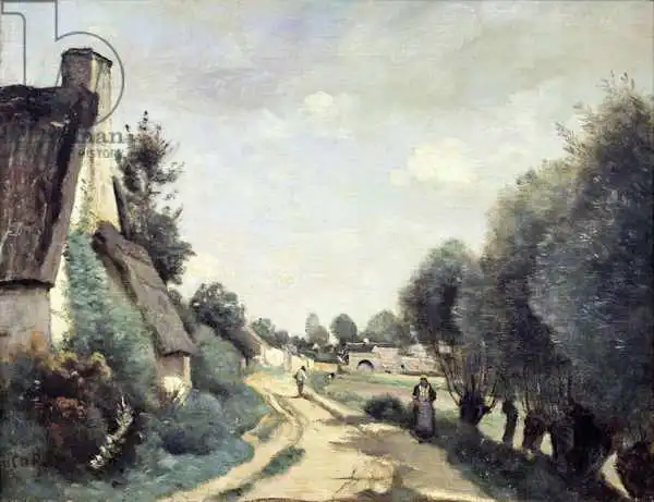 Corot, J. B. Camille: A Road Near Arras, or Cottages