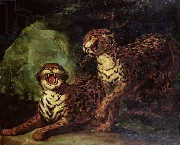 Géricault, Théodore: Zwei Leoparden, c. 1820