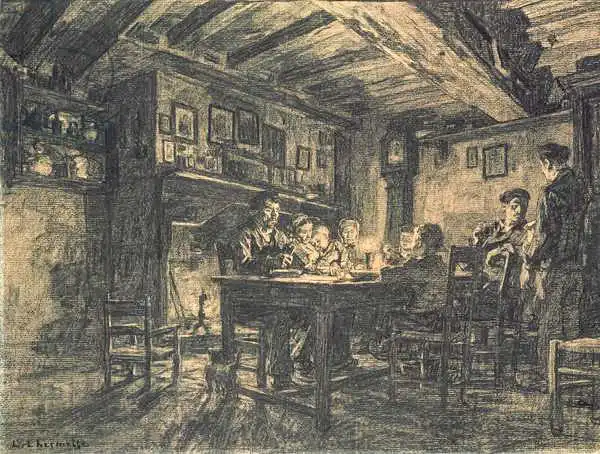 Lhermitte, Léon Augustin: Family supper in the evening