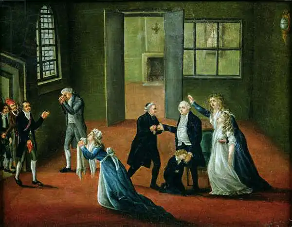 French school (18th century): Louis XVI (1754-93) a fait ses adieux à sa famille, 20 janvier 1793