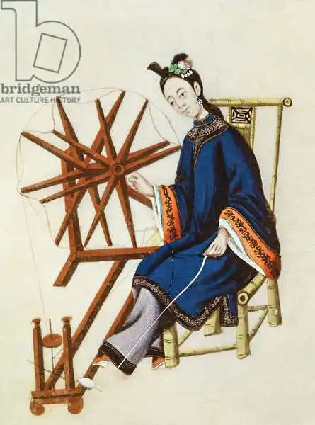Chinese school (18th century): A Chinese Woman spinning, Qianlong Period (1736-96)