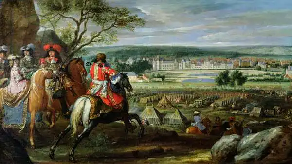 Meulen, Adam Frans van der: Vista del Palacio de Fontainebleau desde el lado del parterre