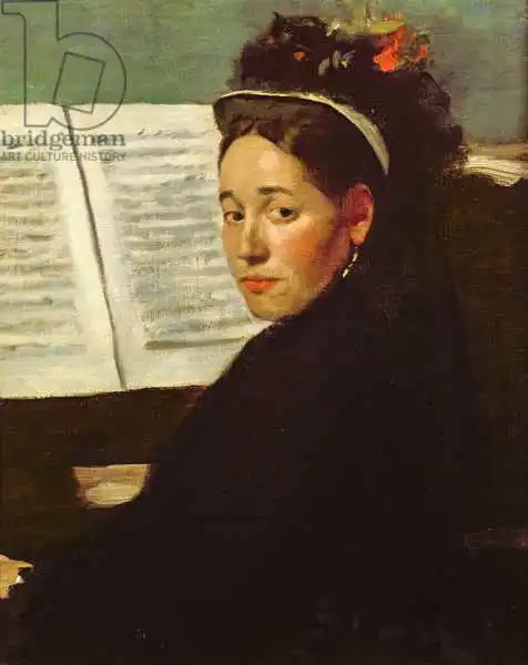 Degas, Edgar: Mademoiselle Marie Dihau (1843-1935) at the piano, c.1869-72