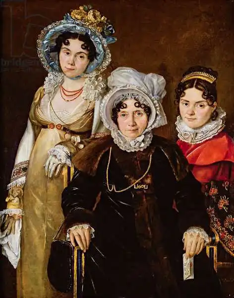 French school (19th century): Portrait of Madame de Tangry and her Daughters, after 1816