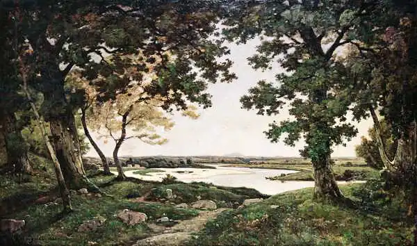 Harpignies, Henri-Joseph: Wooded Landscape with a Sandy River