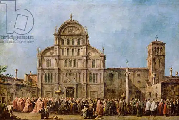 Guardi, Francesco: Easter Procession of the Doge of Venice at the Church of San Zaccaria, c.1766-70