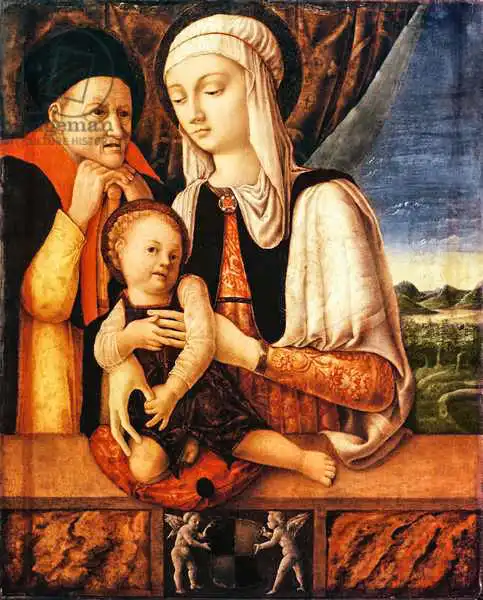 Vivarini, Antonio: The Holy Family (coat of arms of Barbara de Brandeboug, Duchess of Mantua), c.1450-60