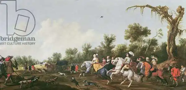 Palamedesz, Anthonie: Frederick V, the Winter King and his wife Elizabeth Stuart leaving for a hunt on horseback