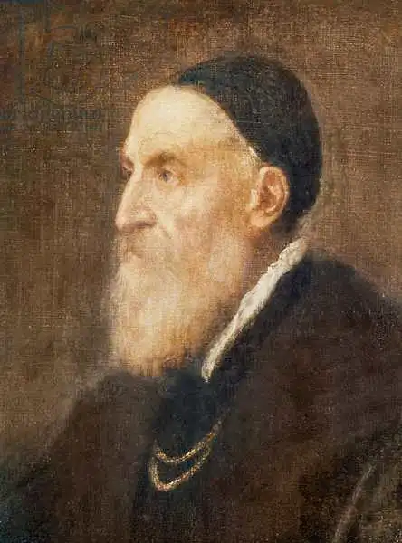 Tizian: Autoportrait (détail de la tête)