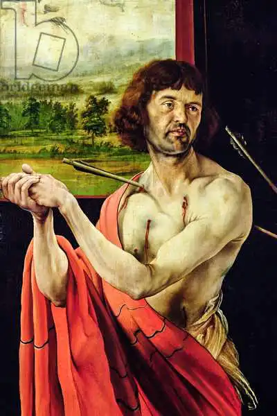 Grunewald, Matthias: Détail de Saint-Sébastien et paysage du retable d