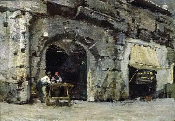 Herbert or Hebert, Antoine Auguste Ernest: Rome, Dark Shops