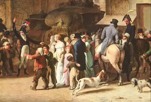 Boilly, Louis-Leopold: The Conscripts of 1807 Marching Past the Gate of Saint-Denis, detail of spectators