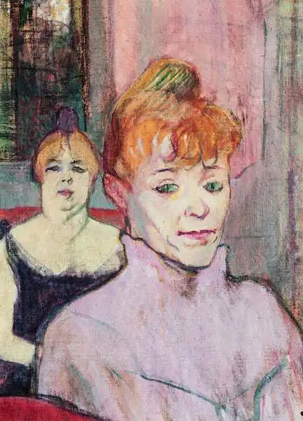 Toulouse-Lautrec, H.: Dans le salon de la rue des Moulins (détail du premier plan, chefs de deux femmes)