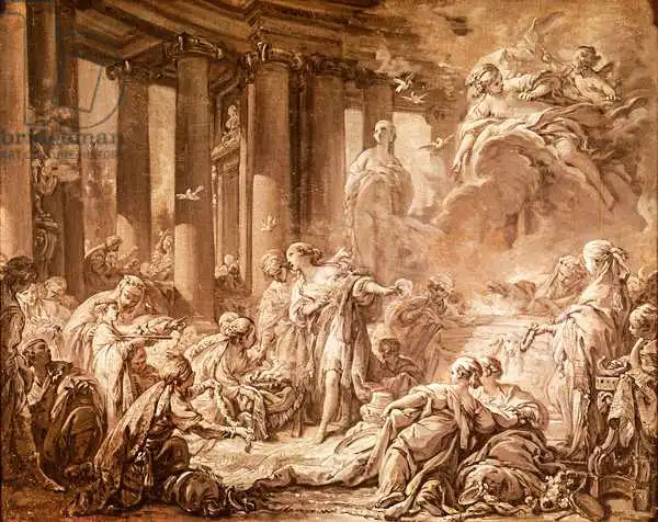 Boucher, Francois: Psyche Receiving the Divine Honors (preparatory study)