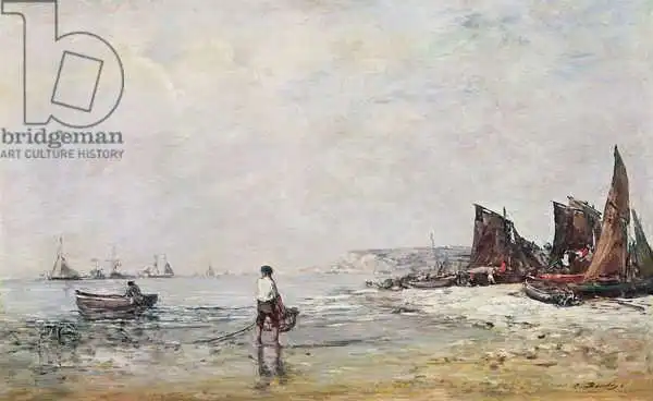 Boudin, Eugene Louis: Pescatore a Villerville, bassa marea