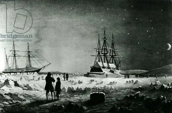 English school (19th century): HMS Assistance and Pioneer in Winter quarters returning Daylight