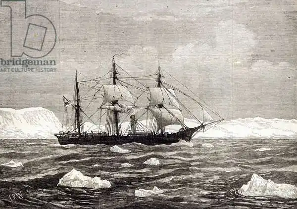 English school (19th century): The North Pole Expedition: The Alert hoisting colours in honour of having attained the highest latitude of any ship on record, from 