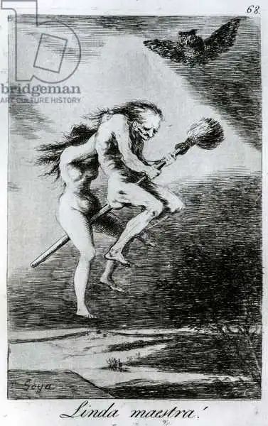 Goya, Francisco: Bella maestra, tavola 68 di "Los caprichos".