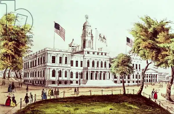 American school (19th century): City Hall, New York, engraved by Nathaniel Currier (1813-88)