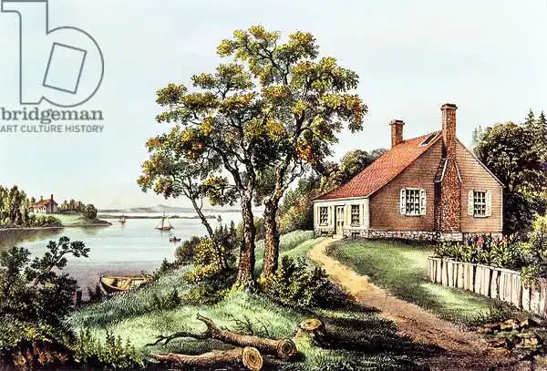 Currier, N.: The Birthplace of Washington at Bridges Creek, Westmorelan