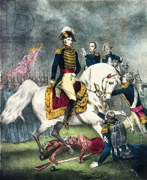 Currier, N.: General William H. Harrison (1773-1841) at the Battle of Tippecanoe