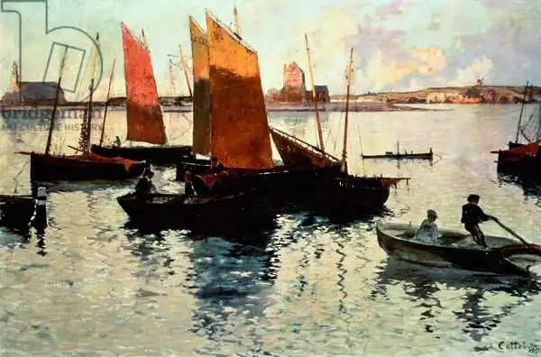 Cottet, Charles: Luz vespertina en el puerto de Camaret