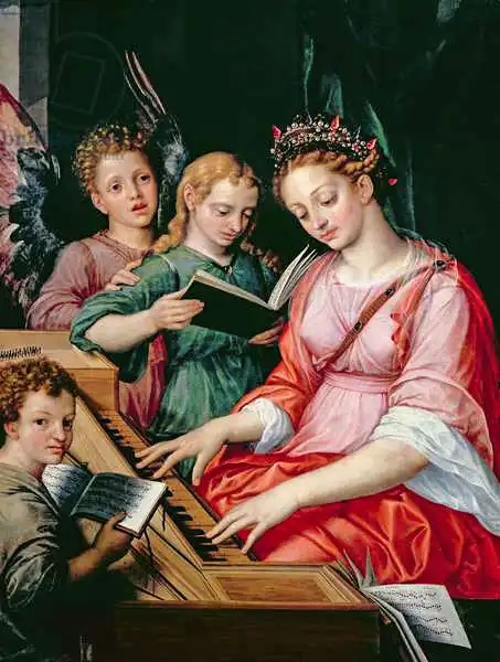 Coxie or Coxcie, Michiel I: St. Cecilia Accompanied by Three Angels