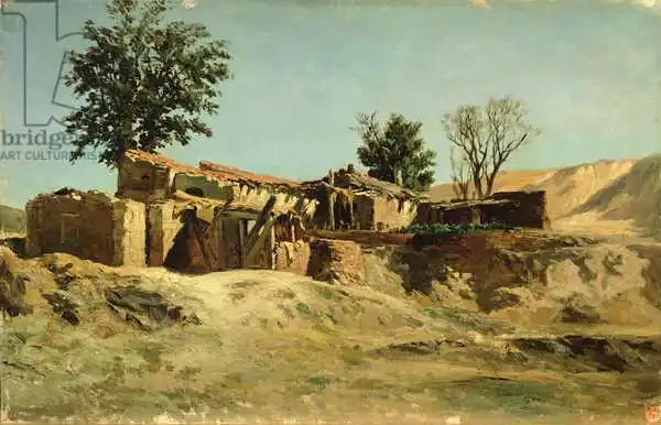 Haes, Carlos de: Rooftops on the Principe Pio Mountain