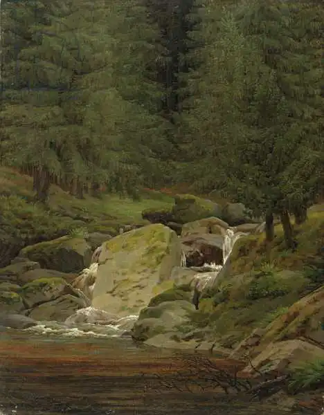 Friedrich, Caspar David: The Evergreens by the Waterfall