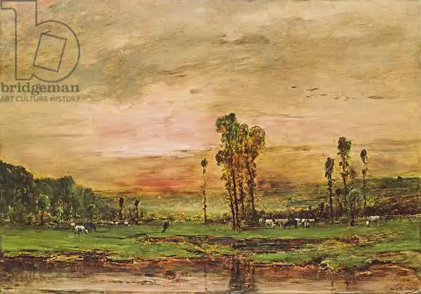 Munkácsy, Mihály de: Evening Landscape with a Herd of Cattle near Jouy-en-Josas