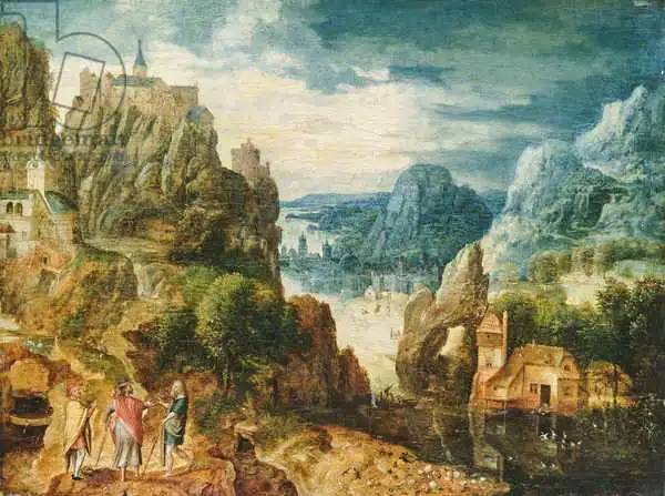 Valckenborch, Lucas van: Mountainous Landscape with the Road to Emmaus