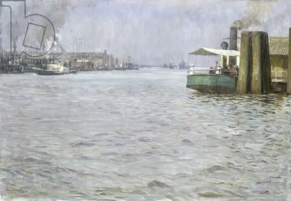 Kalckreuth, Leopold Karl Walter von: Sunday Atmosphere on the Elbe, St. Paul Landing Bridge