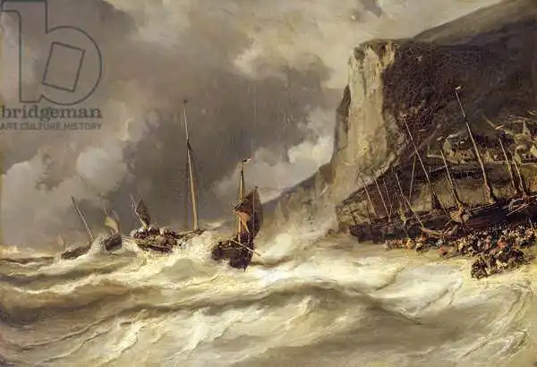 Isabey, Louis Eugene Gabriel: Storm on the Coast at Etretat, Normandy
