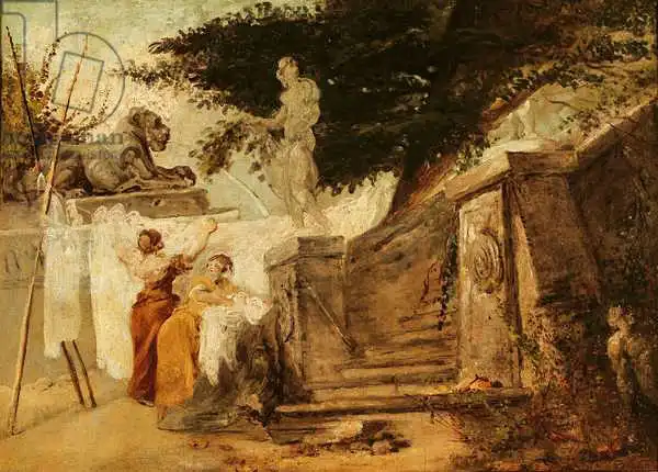 Robert, Hubert: Wäschelwomen in einem Garten, ca. 1756-61
