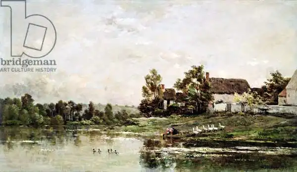 Daubigny, Charles-Francois: Las orillas del Sena en Portejoie