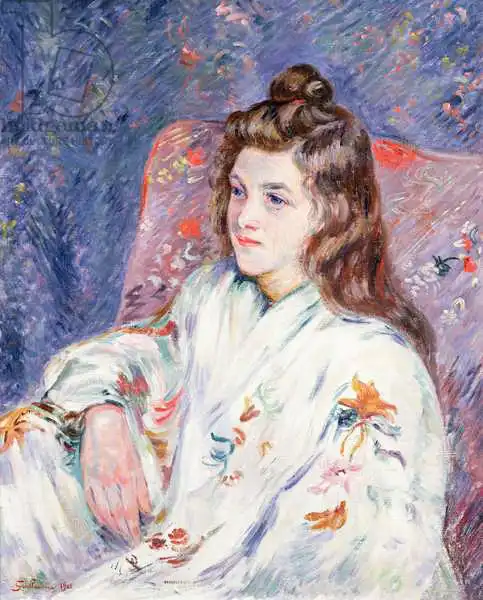 Guillaumin, Jean: Portrait of Mlle. Guillaumin in a kimono