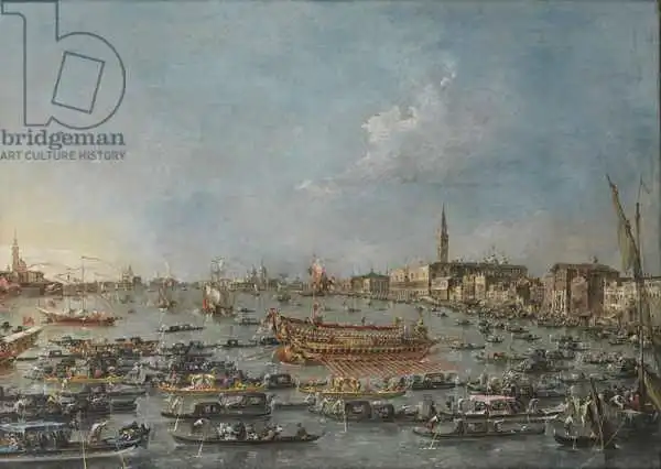 Guardi, Francesco: The Bucintoro Festival of Venice. The Bacino di S. Marco with the 
