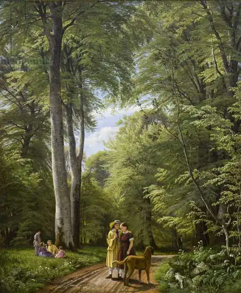 Skovgaard, Peter Christian: Un bosque de hayas en mayo cerca de Iselingen Manor, Zelanda
