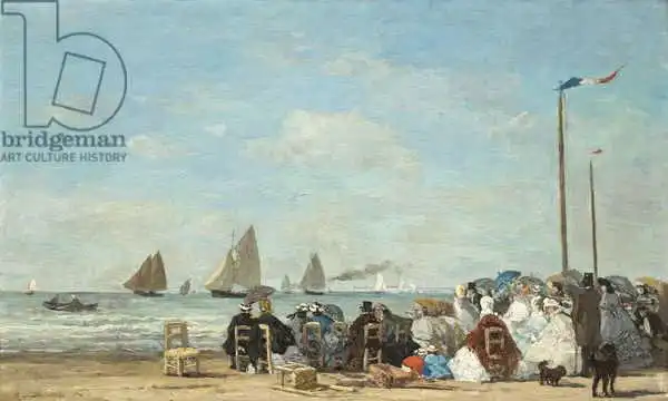Boudin, Eugene Louis: Scena di spiaggia a Trouville