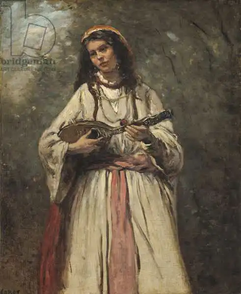 Corot, J. B. Camille: Ragazza gitana con mandolino