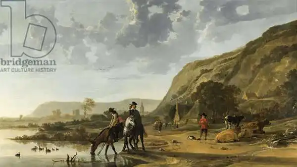 Cuyp, Aelbert: River Landscape with Riders, 1653-7