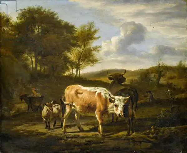Velde, Adriaen van de: Mountainous Landscape with Cows
