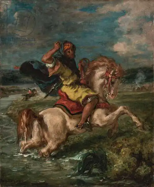 Delacroix, Eugene: Moroccan Horseman Crossing a Ford
