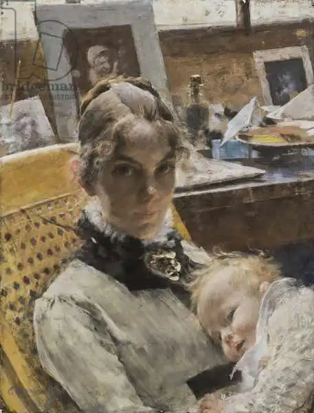 Larsson, Carl: Ein Studio Idyll: Die Frau des Künstlers und ihre Tochter Suzanne